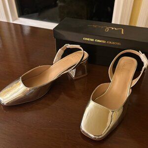 Silver Sling-Back Pumps